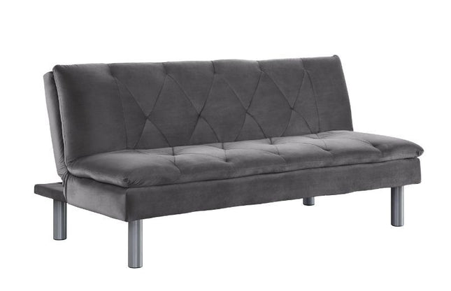 Cilliers - Futon - Gray Velvet & Chrome Finish - Tony's Home Furnishings