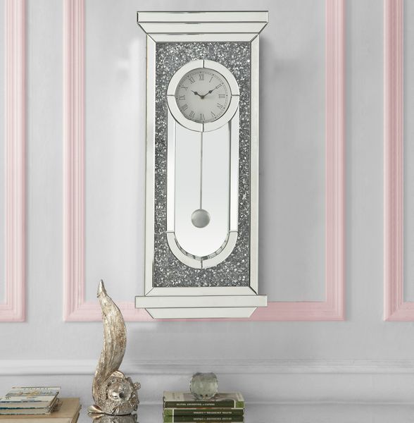 Noralie - Wall Clock - Mirrored & Faux Diamonds - 34" - Tony's Home Furnishings