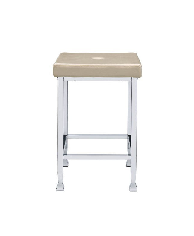 Raine - Stool (Set of 2) - Beige Velvet & Chrome Finish - Tony's Home Furnishings