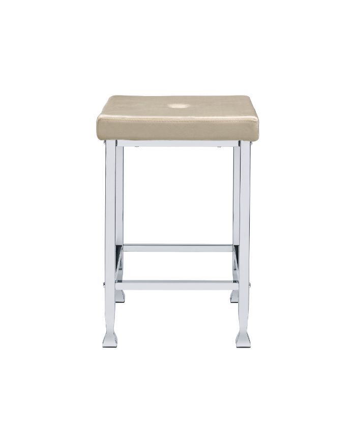 Raine - Stool (Set of 2) - Beige Velvet & Chrome Finish - Tony's Home Furnishings