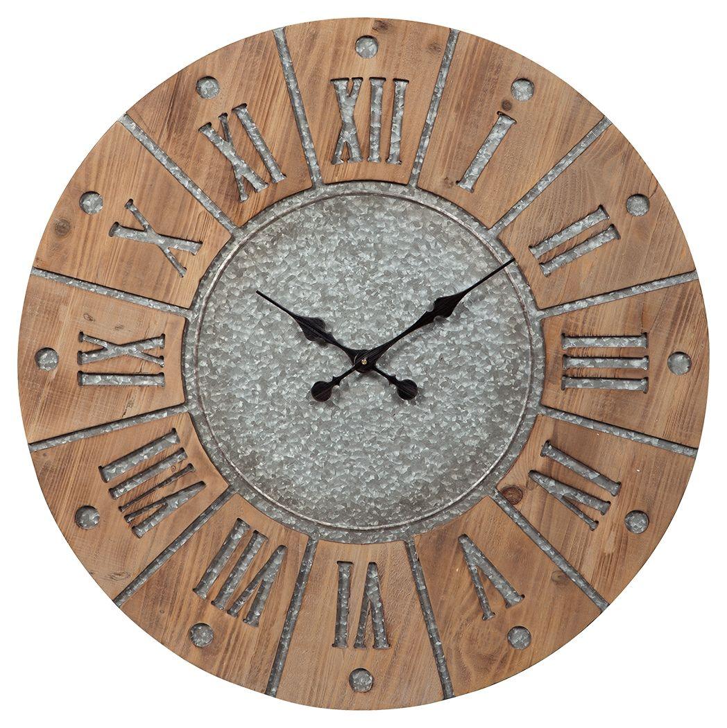 Payson - Antique Gray / Natural - Wall Clock Tony's Home Furnishings Furniture. Beds. Dressers. Sofas.