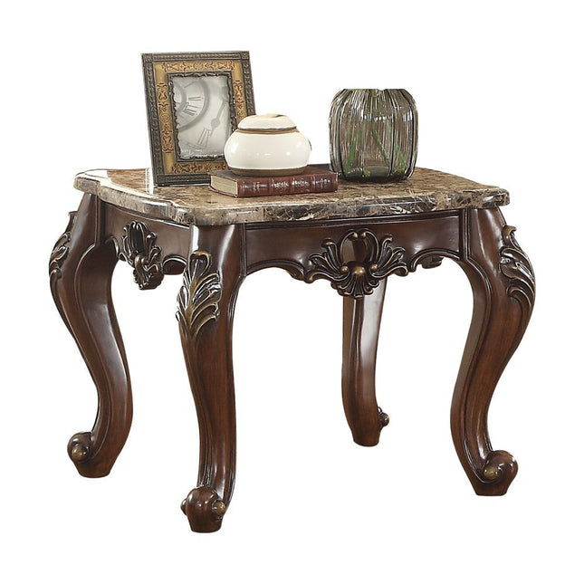 Devayne - End Table - Marble & Dark Walnut - Tony's Home Furnishings