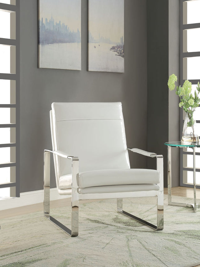 Rafael - Accent Chair - White PU & Stainless Steel - Tony's Home Furnishings