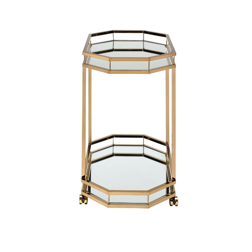 Lacole - Serving Cart - Champagne & Mirror - Tony's Home Furnishings