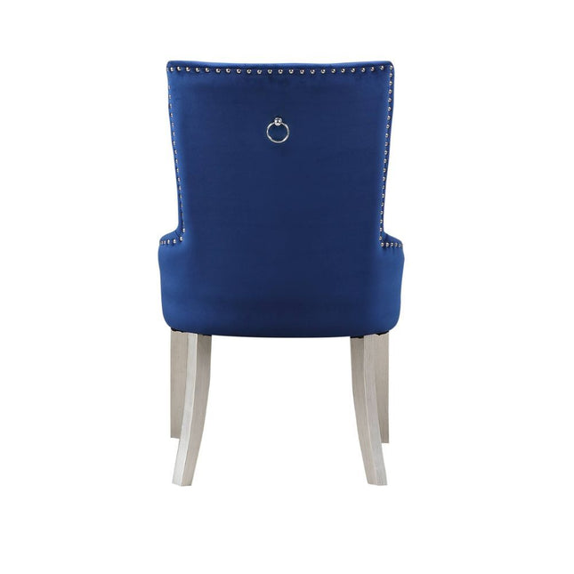 Varian - Side Chair - Blue Fabric & Antique Platinum - Tony's Home Furnishings