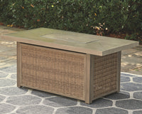Thumbnail for Beachcroft - Beige - Rectangular Fire Pit Table Tony's Home Furnishings Furniture. Beds. Dressers. Sofas.