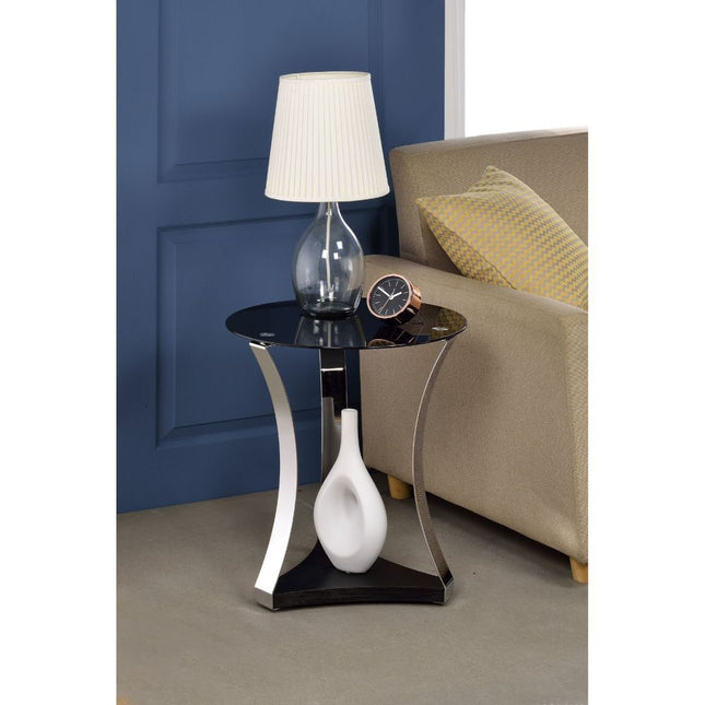 Geiger - End Table - Chrome & Black Glass - Tony's Home Furnishings