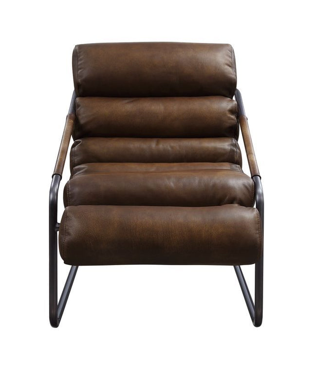 Dolgren - Accent Chair - Sahara Top Grain Leather & Matt Iron Finish - Tony's Home Furnishings