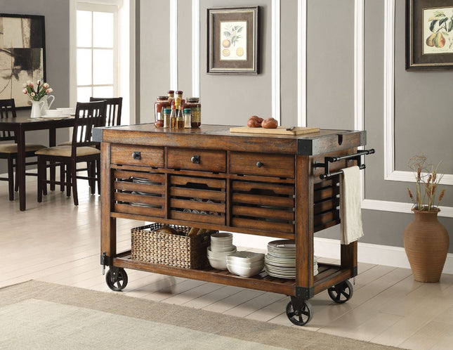 Kaif - Kitchen Cart - Distressed Chestnut - Tony's Home Furnishings