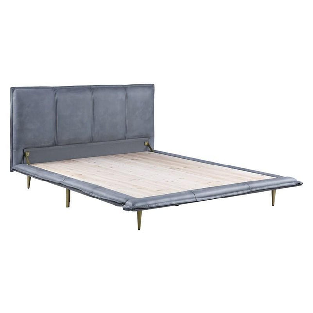 Metis - Eastern King Bed - Gray Top Grain Leather - Tony's Home Furnishings