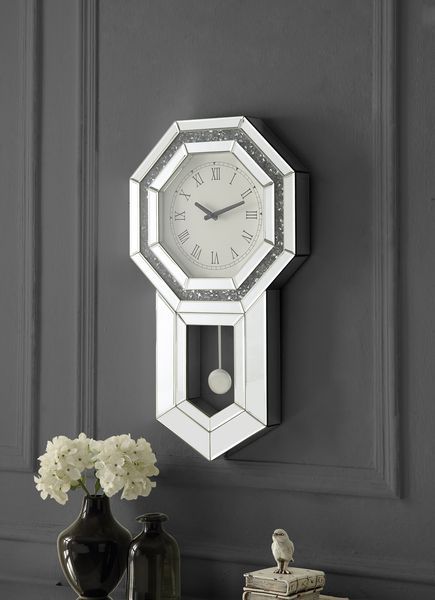 Noralie - Wall Clock - Mirrored & Faux Diamonds - 28" - Tony's Home Furnishings