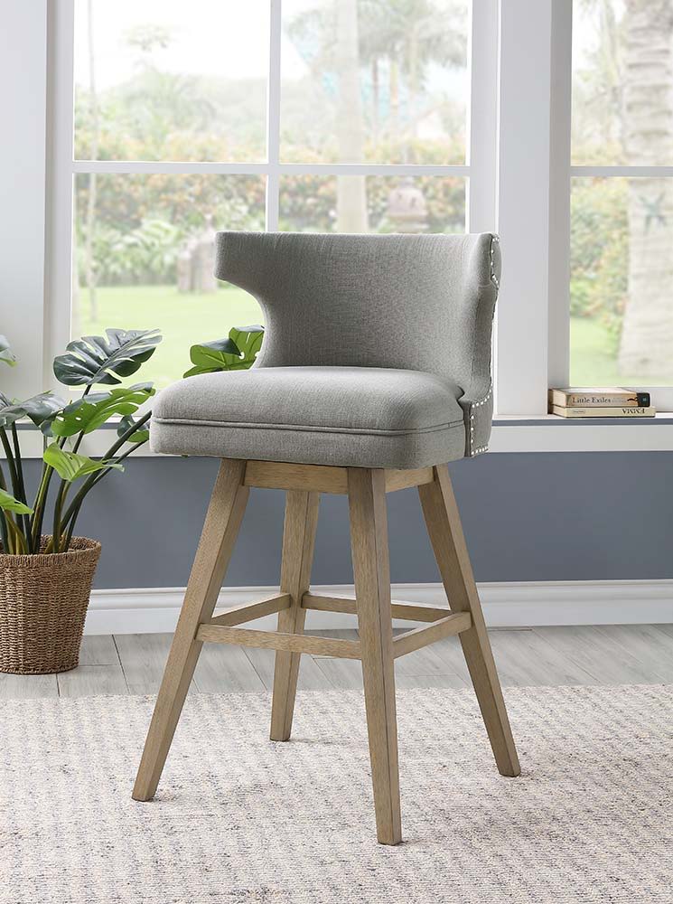 Everett - Bar Chair (Set of 2) - Fabric & Oak - Tony's Home Furnishings