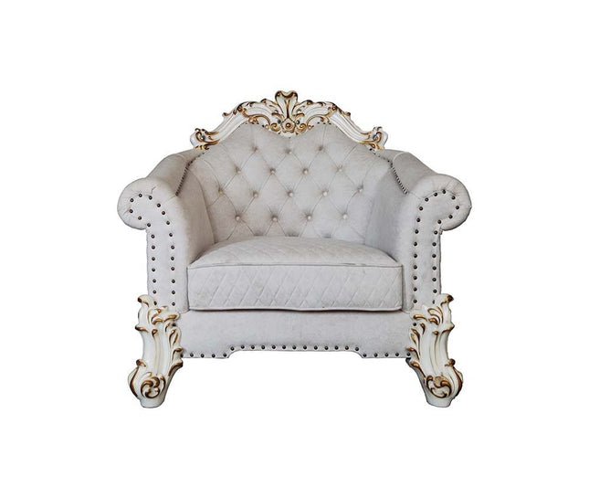 Vendom II - Chair - Two Tone Ivory Fabric & Antique Pearl Finish - Tony's Home Furnishings