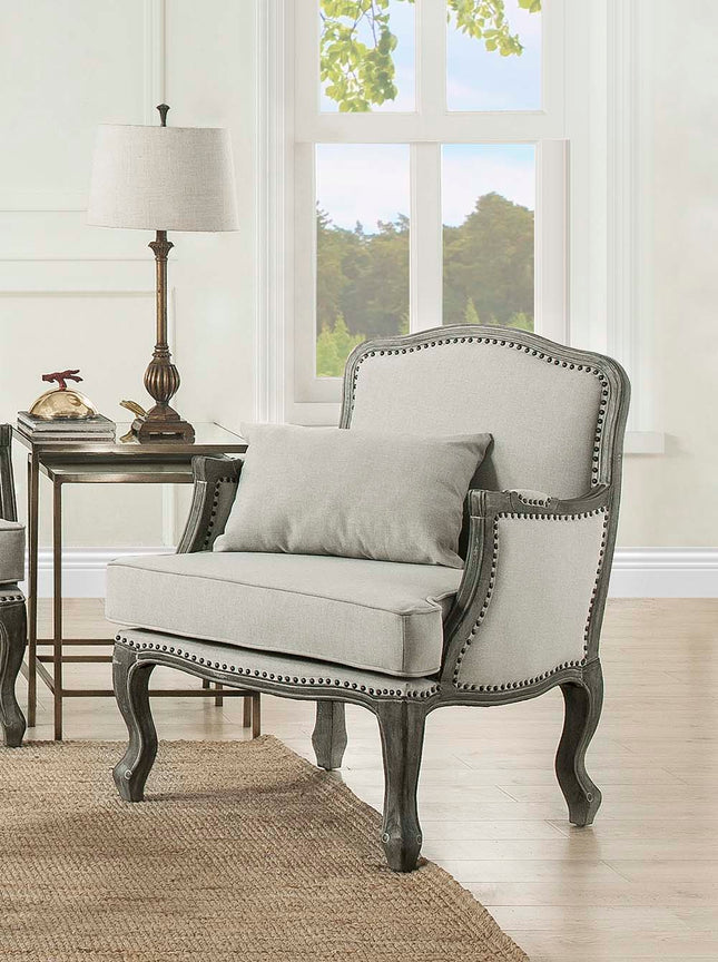 Tania - Chair - Cream Linen & Brown Finish - Tony's Home Furnishings