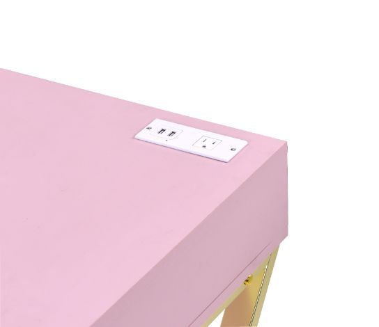 Coleen - Desk - Pink & Gold Finish - Tony's Home Furnishings