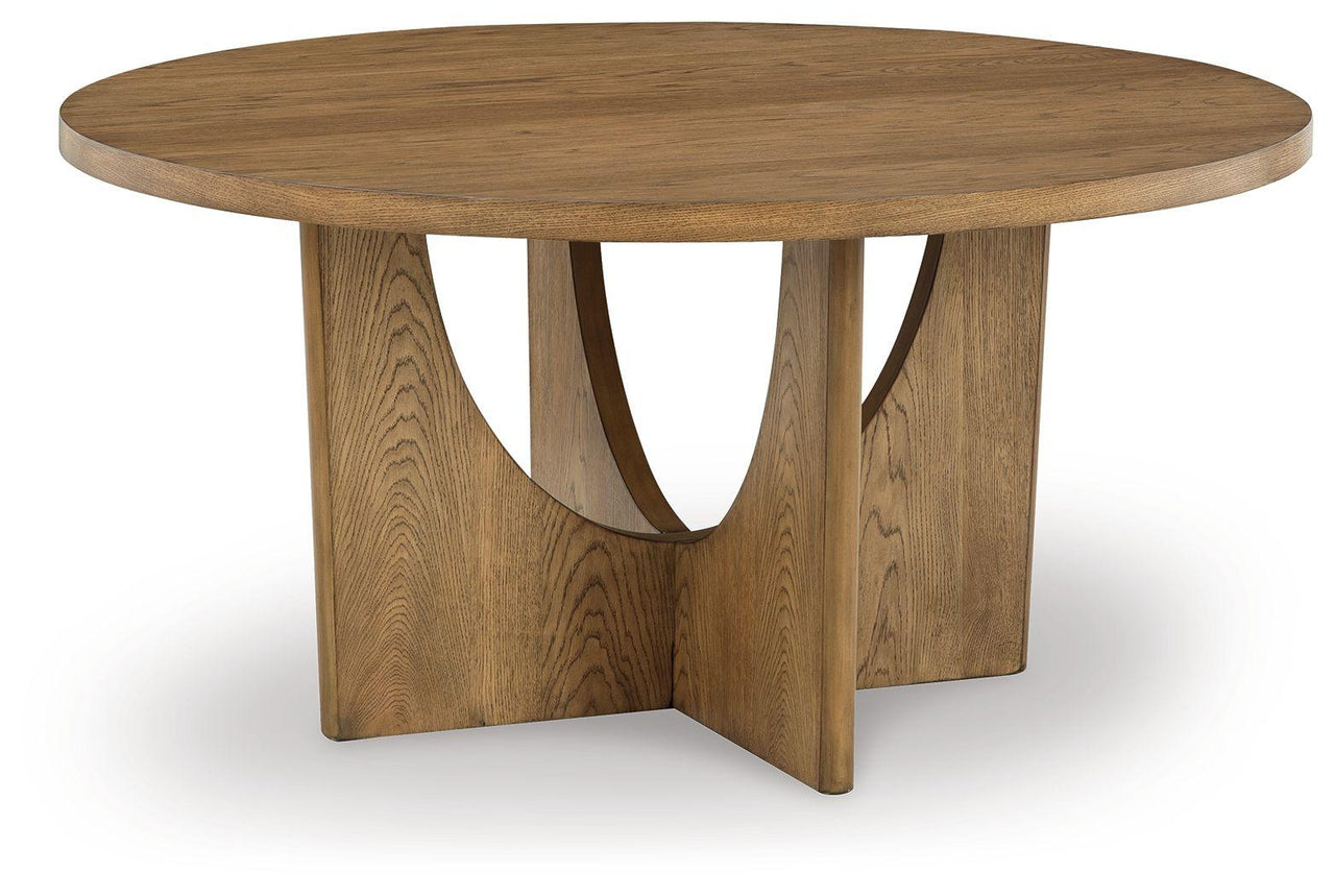 Dakmore - Brown - Round Dining Room Table Tony's Home Furnishings Furniture. Beds. Dressers. Sofas.