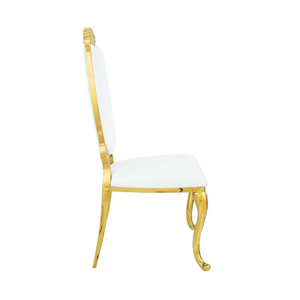 Fallon - Side Chair (Set of 2) - White PU & Mirroed Gold Finish - Tony's Home Furnishings