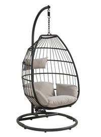 Thumbnail for Oldi - Patio Swing Chair - Beige Fabric & Black Wicker - Tony's Home Furnishings