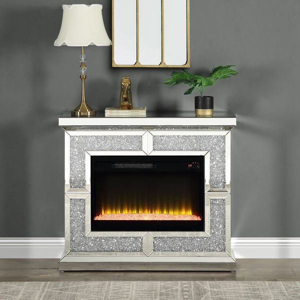 Noralie - Fireplace - Mirrored & Faux Diamonds - Wood - Tony's Home Furnishings