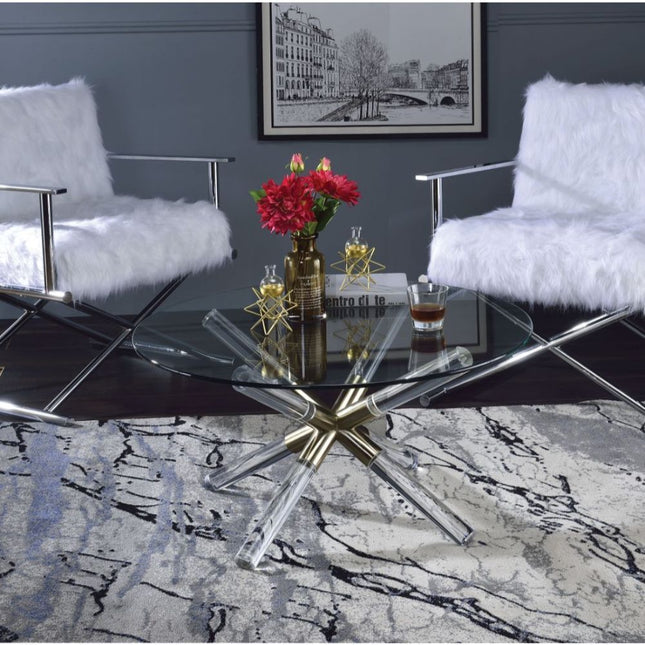 Kalani - Coffee Table - Gold/Clear Acrylic & Clear Glass - Tony's Home Furnishings