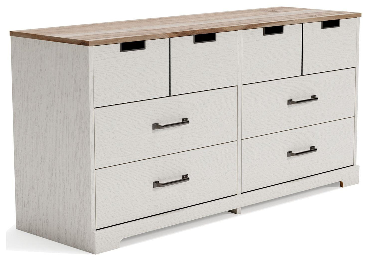 Vaibryn - White / Brown / Beige - Six Drawer Dresser - Vinyl-Wrapped Tony's Home Furnishings Furniture. Beds. Dressers. Sofas.