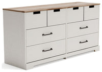 Thumbnail for Vaibryn - White / Brown / Beige - Six Drawer Dresser - Vinyl-Wrapped Tony's Home Furnishings Furniture. Beds. Dressers. Sofas.