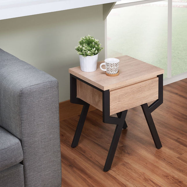 Kalina - End Table - Rustic Natural & Black - Tony's Home Furnishings