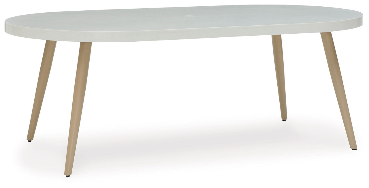 Seton Creek - White - Oval Dining Table With Umb Opt - Tony's Home Furnishings