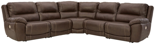 Dunleith - Chocolate - 5-Piece Power Reclining Sectional - Tony's Home Furnishings