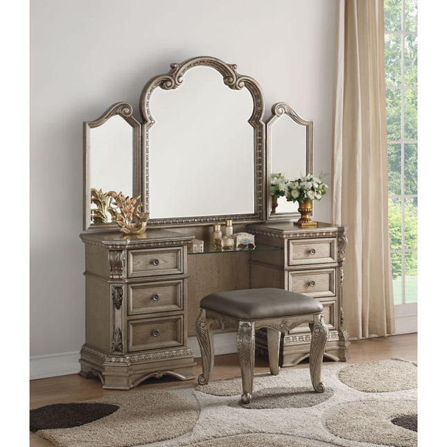 Northville - Vanity Desk - Antique Silver - Tony's Home Furnishings