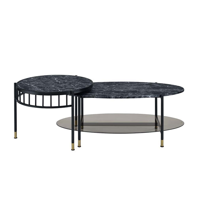 Silas - Coffee Table - Faux Marble Top & Black Finish - Tony's Home Furnishings