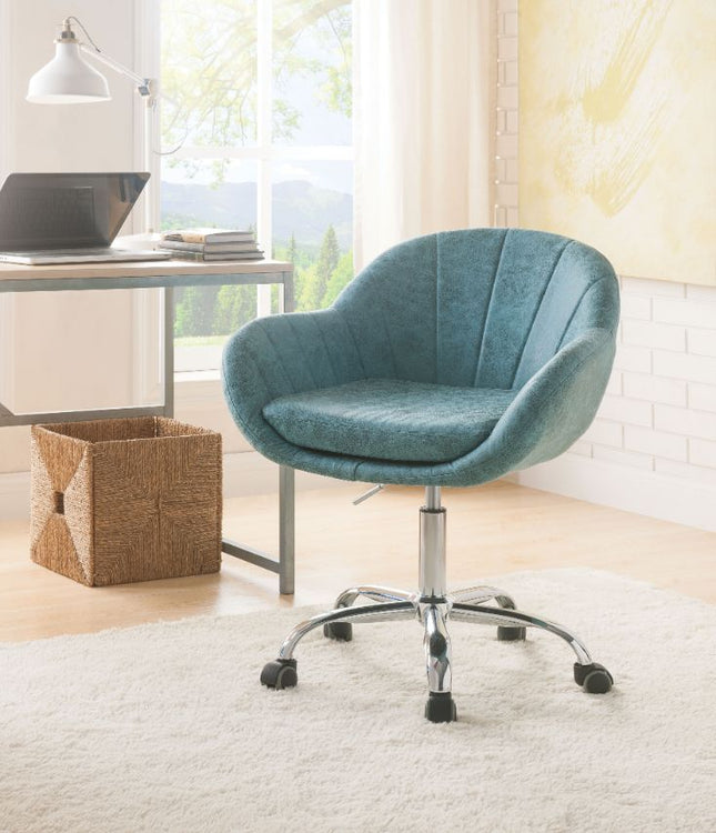 Giolla - Office Chair - Vintage Turquoise PU & Chrome - Tony's Home Furnishings