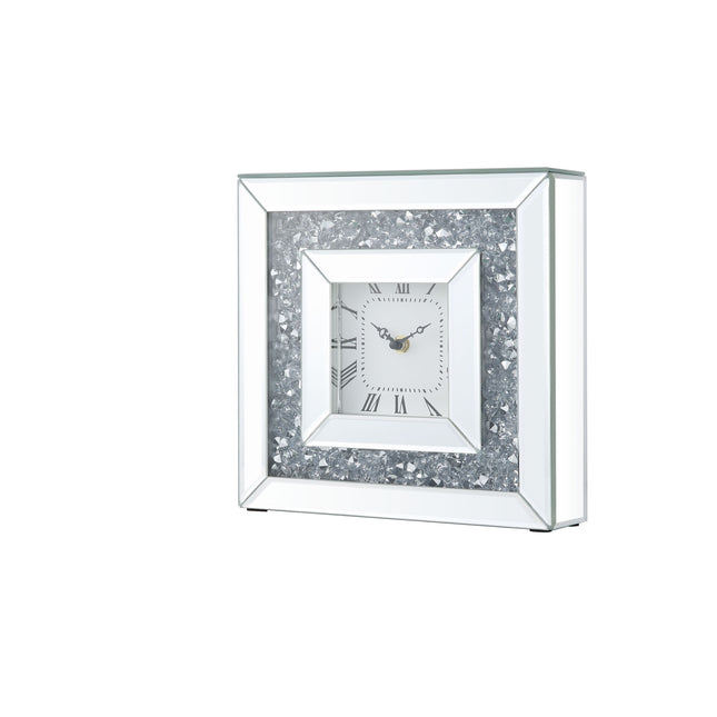 Noralie - Accent Clock - Mirrored & Faux Diamonds - Tony's Home Furnishings