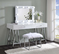 Thumbnail for Coleen - Vanity Desk - White High Gloss & Chrome Finish - Tony's Home Furnishings