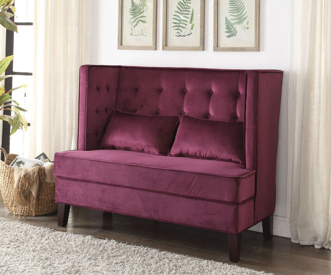 Olesia Settee - Magenta - Fabric - Tony's Home Furnishings