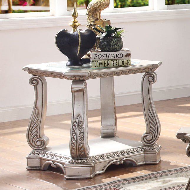 Northville - End Table - Antique Silver & Clear Glass - Tony's Home Furnishings