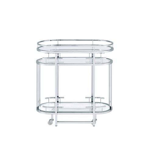Piffo - Serving Cart - Clear Glass & Chrome Finish - Tony's Home Furnishings
