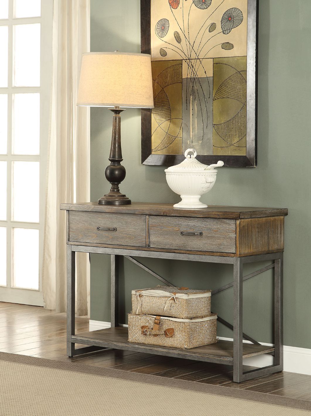 Lazarus - Server - Weathered Oak & Antique Silver - Tony's Home Furnishings