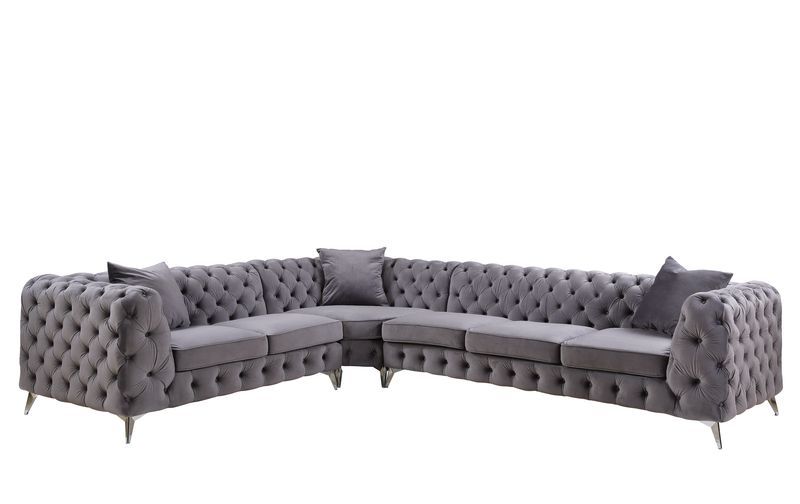 Wugtyx - Sectional Sofa - Dark Grayvelvet - 29" - Tony's Home Furnishings