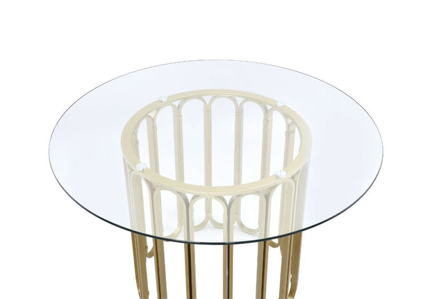 Pacheco - Dining Table - Clear Glass Top & Gold Finish - Tony's Home Furnishings