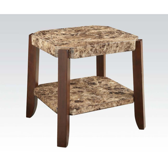 Dacia - End Table - Faux Marble & Brown - Tony's Home Furnishings