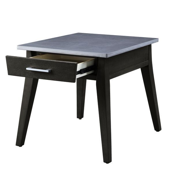 Zemocryss - End Table - Marble & Dark Brown Finish - Tony's Home Furnishings