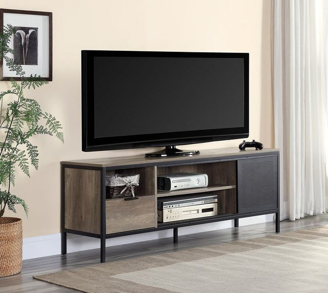 Nantan - TV Stand - Rustic Oak & Black Finish - 21" - Tony's Home Furnishings