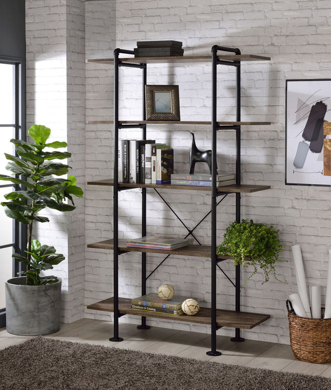 Nefo - Bookshelf - Rustic Oak & Black Finish - Tony's Home Furnishings