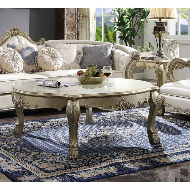 Dresden II - Coffee Table - Gold Patina & Bone - Tony's Home Furnishings