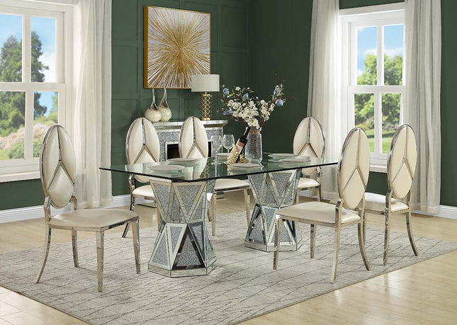 Noralie - Dining Table - Mirrored - Glass - Tony's Home Furnishings