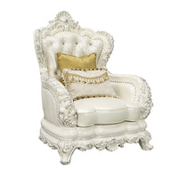 Adara - Chair - White PU & Antique White Finish - Tony's Home Furnishings