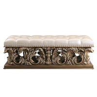 Thumbnail for Constantine - Bench - PU Leather, Light Gold, Brown & Gold Finish - Tony's Home Furnishings
