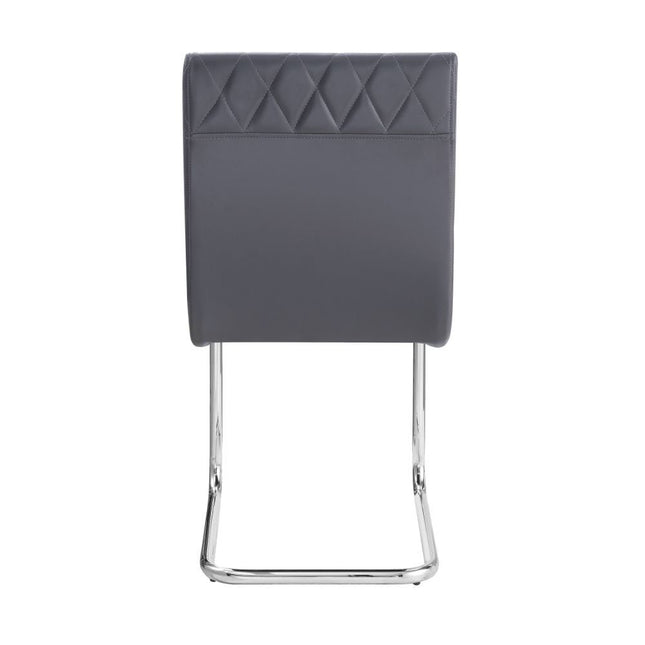 Ansonia - Side Chair (Set of 2) - Gray PU & Chrome - Tony's Home Furnishings