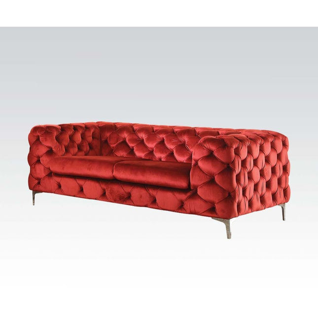 Adam - Loveseat - Red Velvet - Tony's Home Furnishings